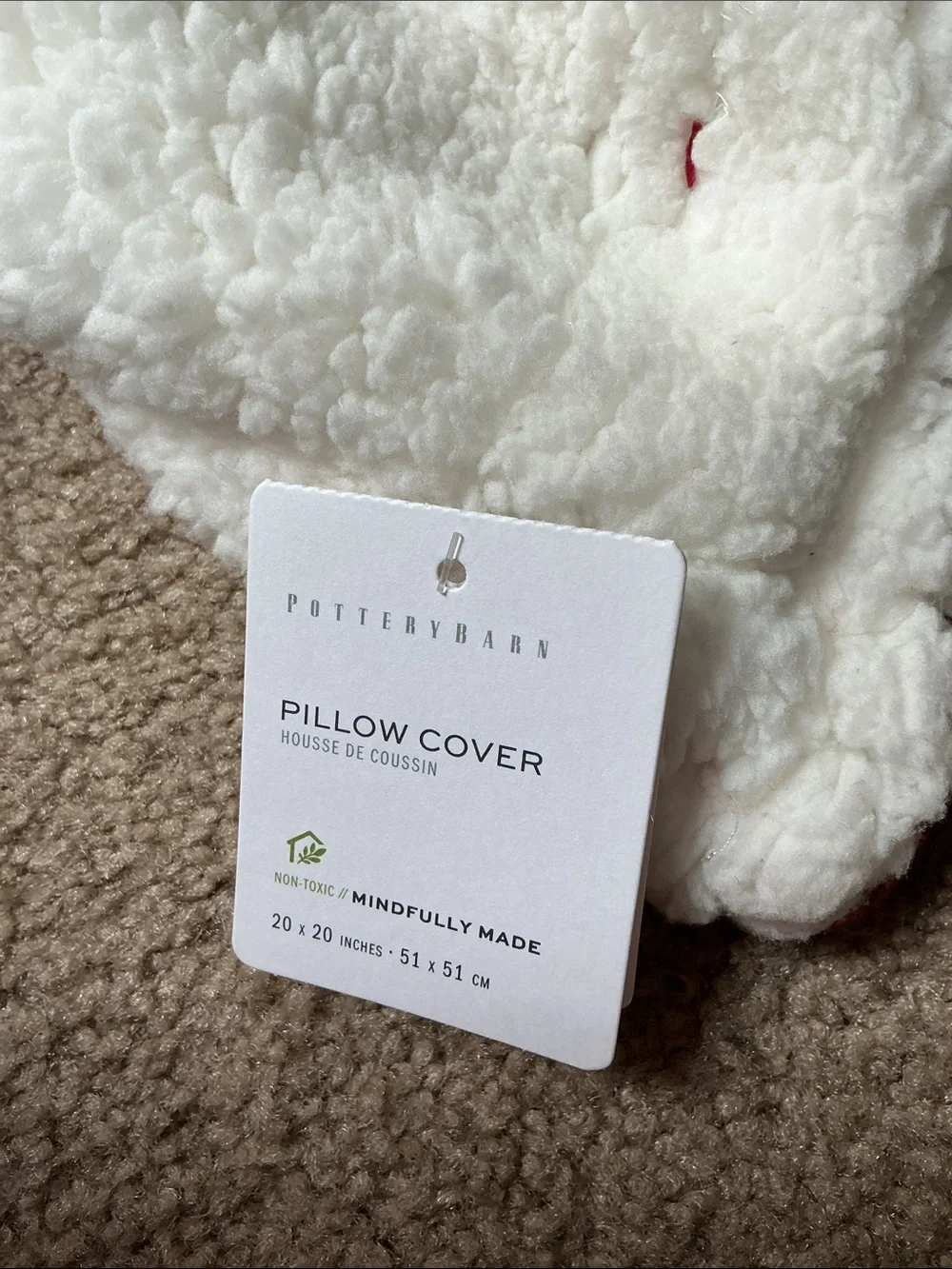 NWT Pottery Barn Waffle Sherpa Back Pillow Cover Cardinal Red 20x20
